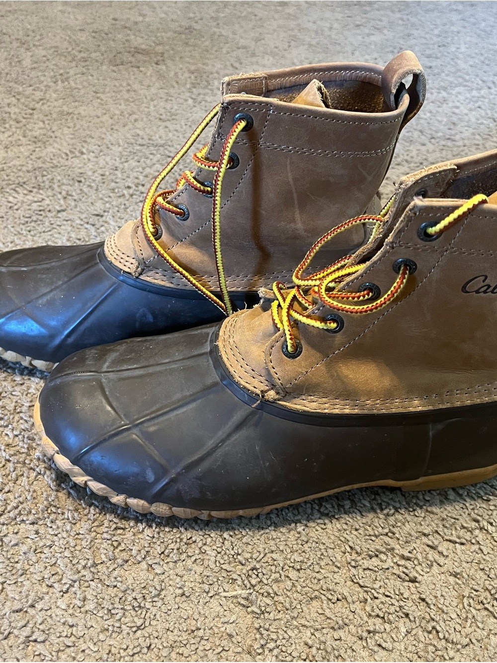 Classic Men's Brown Duck Boots with Black Rubber Toe